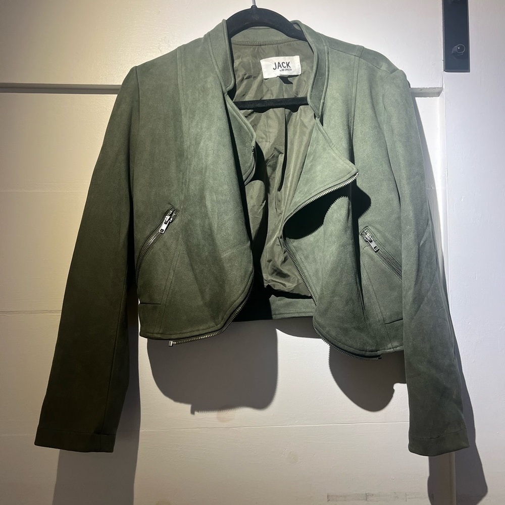 Jack by BB Dakota Women's Olive Green Suede Jacket